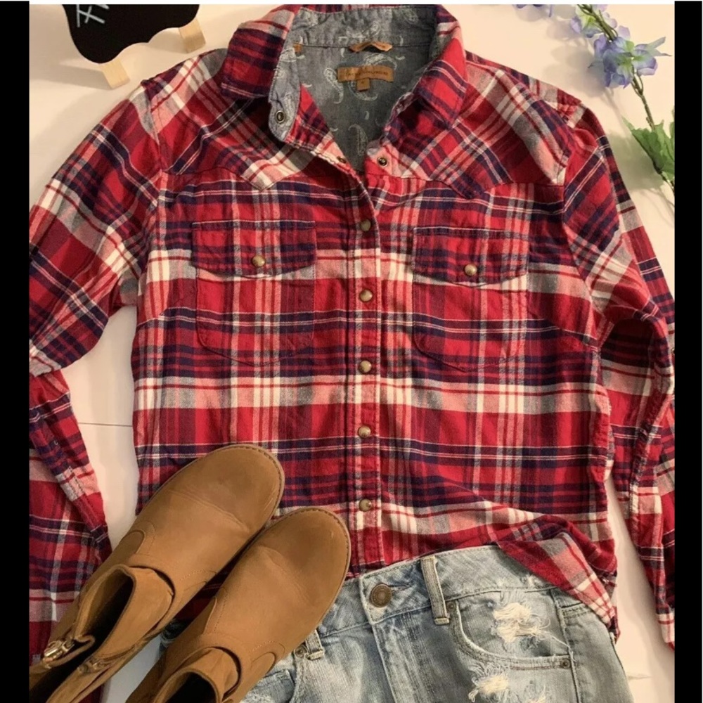 JACHS GIRLFRIEND Summer Top texan cowgirl Plaid